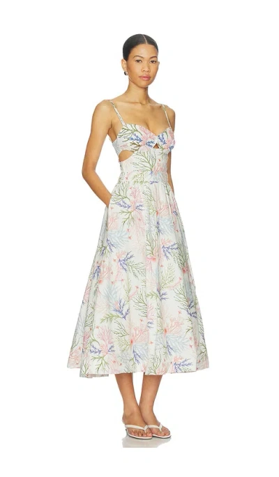 Patbo Seaweed Flutter Midi Dress In White