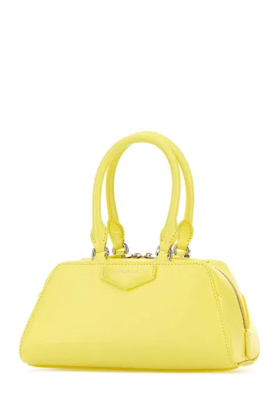 Givenchy Yellow Leather Mini Antigona East-west Handbag In Pattern