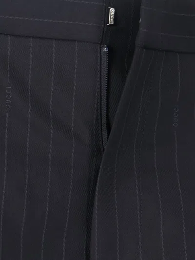 Gucci Pinstripe Wool Pants In Black