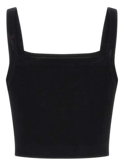 Balmain Cropped Sleeveless Top Gold Button Detail In Black