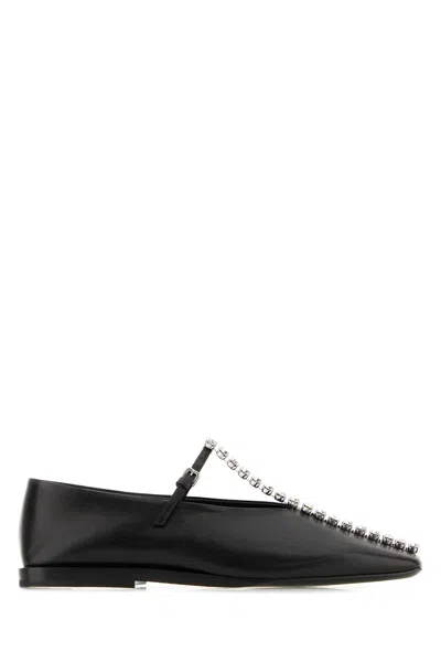 Jil Sander Leather Ballerinas Embellished Strap Flat Sole Pointed In Black