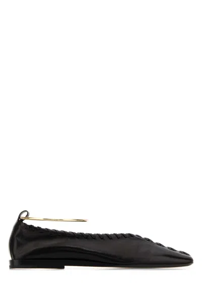 Jil Sander Ring Whipstitch-trimmed Leather Ballet Flats In Multi