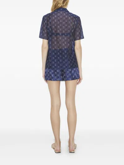 Tory Burch Printed Silk Blend Shorts In Blue