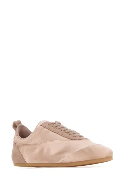 Jil Sander Pastel Pink Satin And Suede Sneakers In Multi