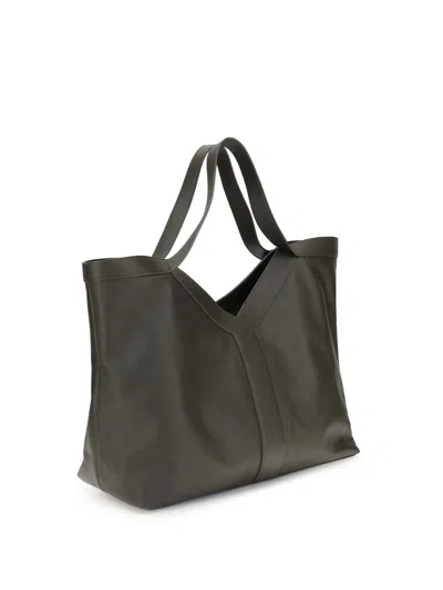 Saint Laurent Oversized Leather Y Tote Bag In Green