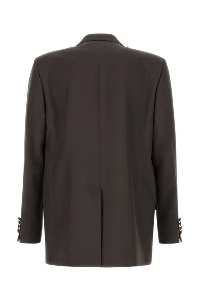 Gucci Double-breasted Jacket In Technical Panama In Brown