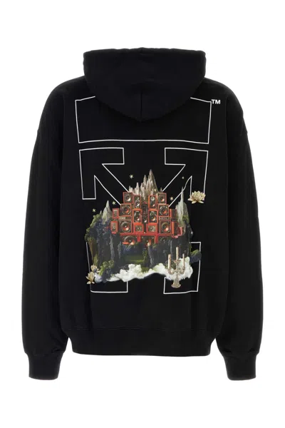 Off-white Vanish Arrow Printed French Cotton-terry Hoodie In Black