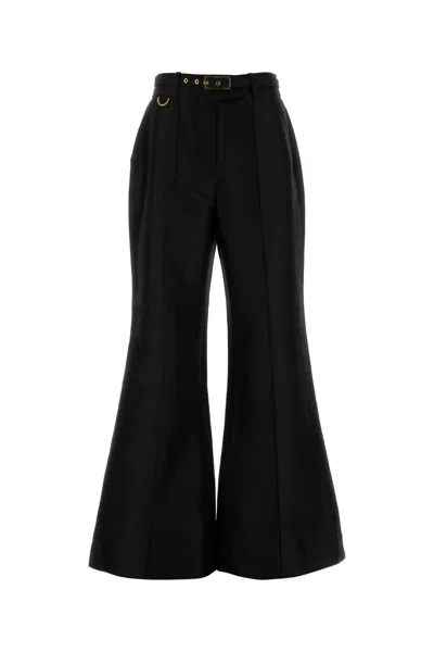 Zimmermann Hypnotic Wool Blend Flare Pants In Black