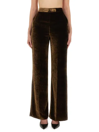 Etro Velvet Pants In Brown