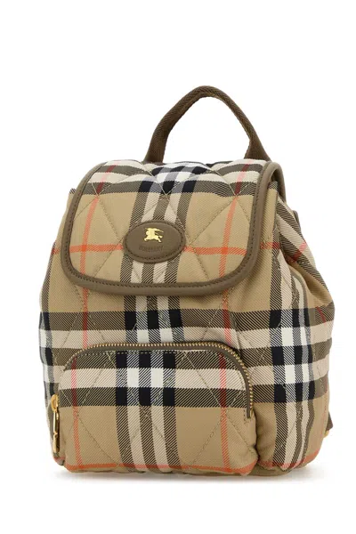 Burberry Embroidered Canvas Mini Horseshoe Backpack In Multi