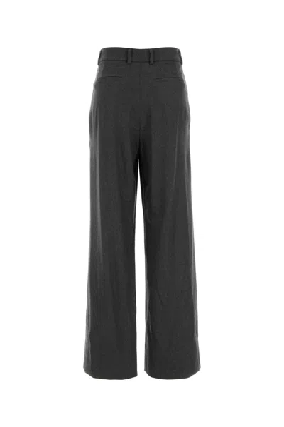 Pt Torino Charcoal Stretch Wool Blend Wide-leg Pant In Black