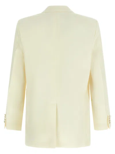 Gucci Double-breasted Technical Panama Blazer In Neutral
