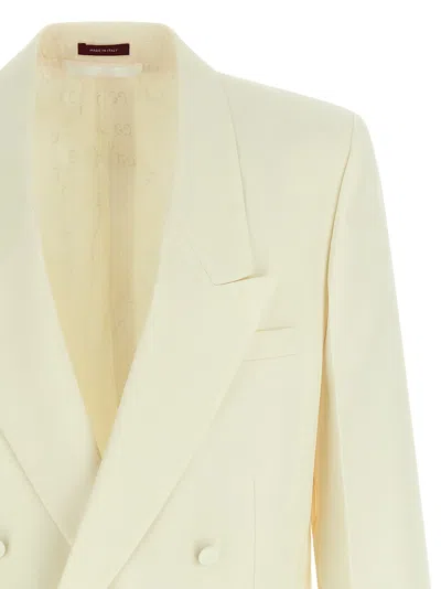 Gucci Double-breasted Technical Panama Blazer In Neutral