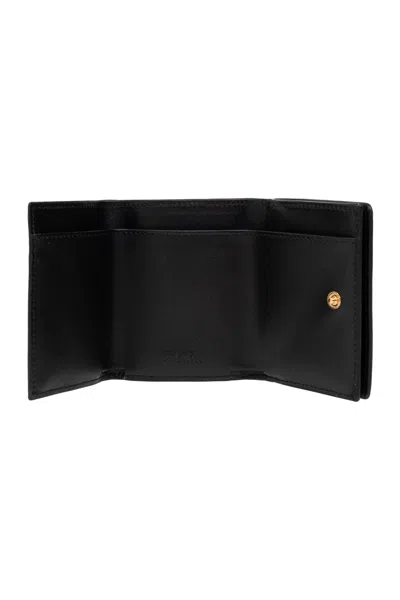Versace La Medusa Tri-fold Design Wallet In Black