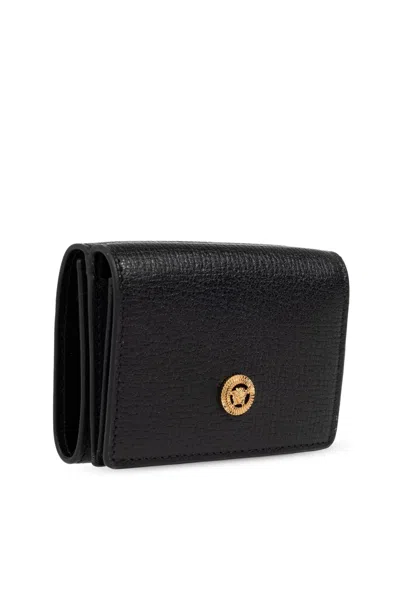Versace La Medusa Tri-fold Design Wallet In Black
