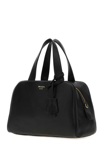 Prada Black Leather Handbag In Black
