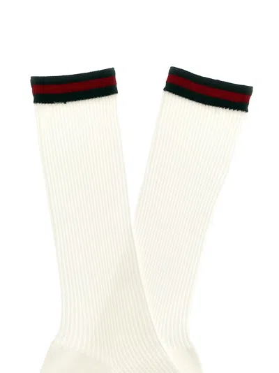Gucci Web Tape Socks In Brown