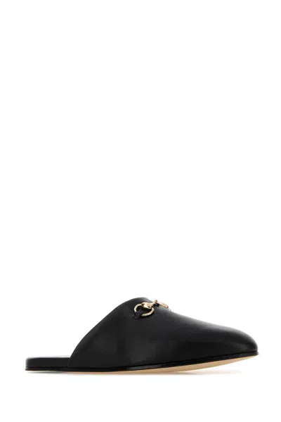 Gucci Men Black Mule With Horsebit On The Front In Smooth Leather Man In Black