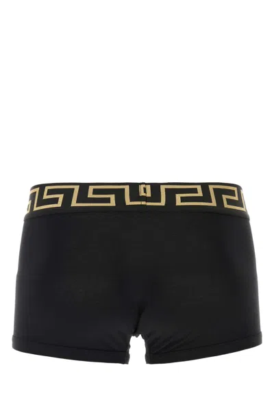 Versace Underpants Low Rise Trunk Stretch Bio Cotton Jers In Black