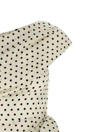 Self-portrait Polka Dot Satin Tie Side Mini Dress In Neutral