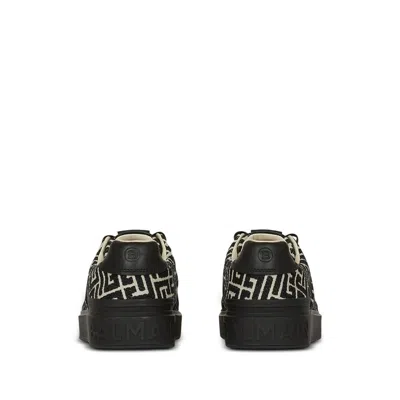 Balmain Monogram Jacquard B-court Trainers In Black