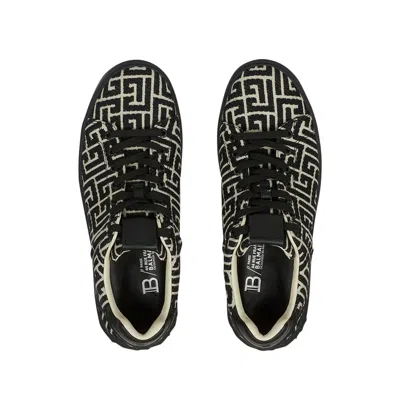 Balmain Monogram Jacquard B-court Trainers In Black