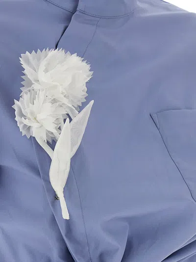 Self-portrait Blue Cotton Tie Side Tops Light Blue In Blue