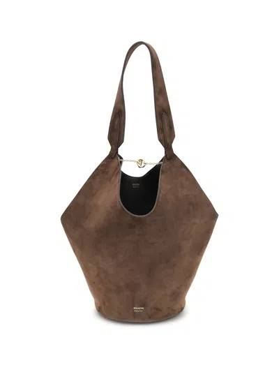 Khaite Brown Calf Leather Bos Taurus Shoulder Bag In Brown
