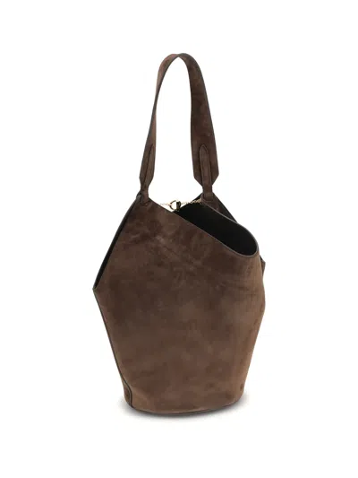 Khaite Brown Calf Leather Bos Taurus Shoulder Bag In Brown