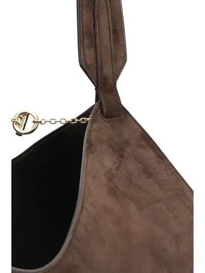 Khaite Brown Calf Leather Bos Taurus Shoulder Bag In Brown