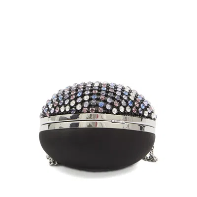 Self-portrait Multicolor Heart Shaped Clutch With Pearl Embellishments And Bow Detail In Tech Fabric Woman In Multi