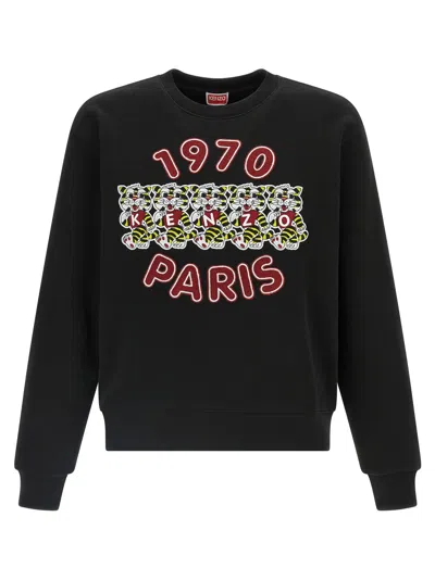 Kenzo Wild Tiger Embroidered Sweatshirt Black In Black