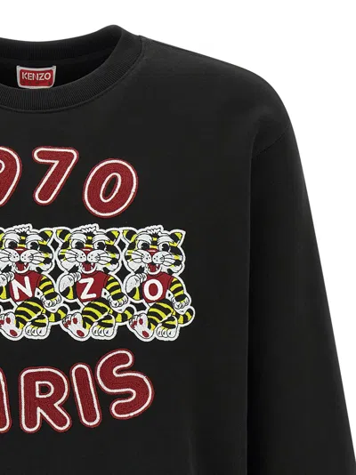 Kenzo Wild Tiger Embroidered Sweatshirt Black In Black