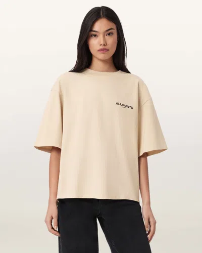 Allsaints Womens Sandy White Halis Amelie Oversized-fit Cotton-jersey T-shirt In Neutral