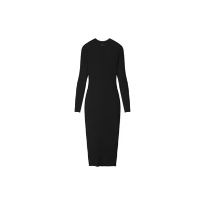 Essentials Womens Rib Long Sleeve Dress In Black
