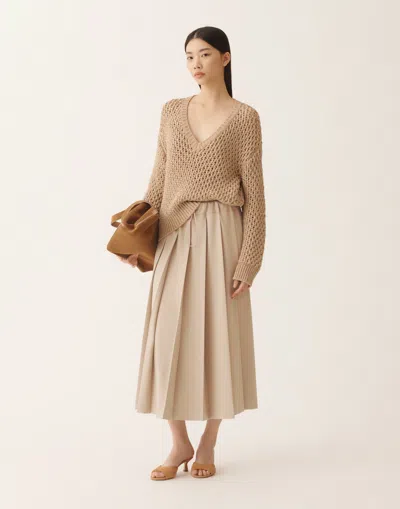 Fabiana Filippi Pleated Skirts In Techno Tailoring In Neutral