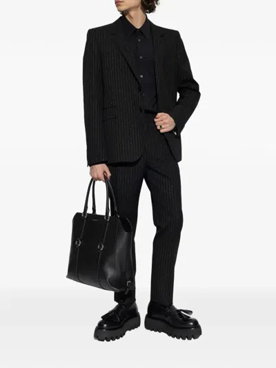 Alexander Mcqueen Pinstriped Blazer In Black