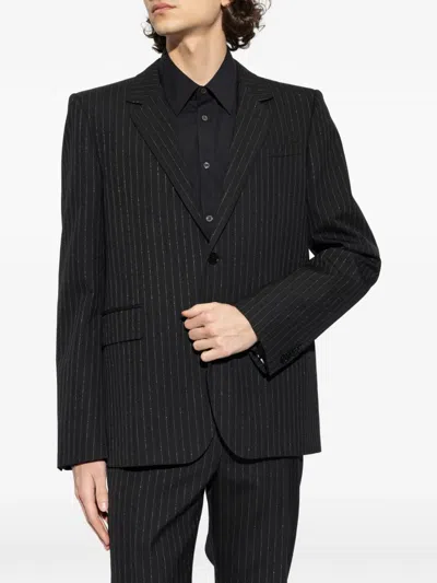 Alexander Mcqueen Pinstriped Blazer In Black
