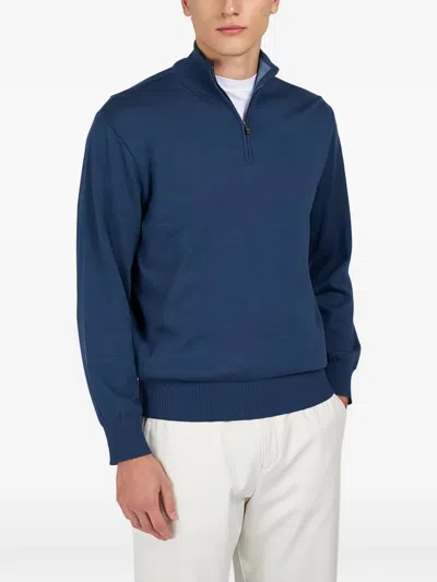Paul & Shark X-soft Half-zip Sweater In Blue