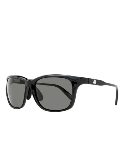 Moncler Rectangular Emblem Sunglasses In Black