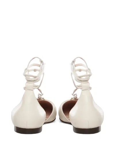 系带缩褶芭蕾平底鞋