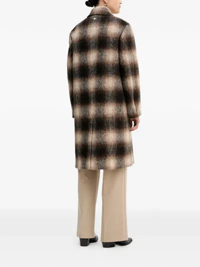 Joop Double-breasted Checked Coat In Brown