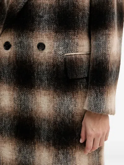 Joop Double-breasted Checked Coat In Brown