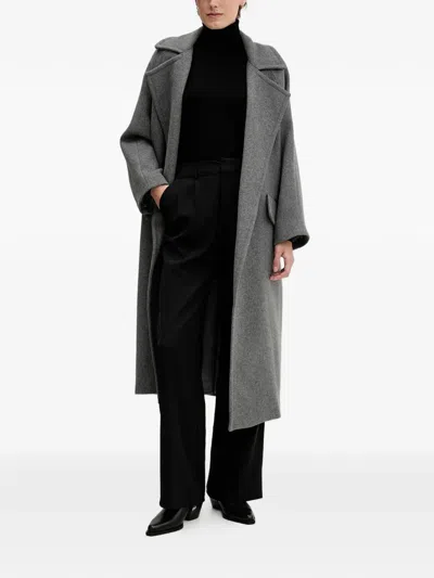 Sandro Ferrone Belted Coat In Gray