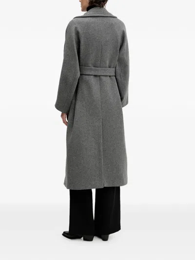 Sandro Ferrone Belted Coat In Gray