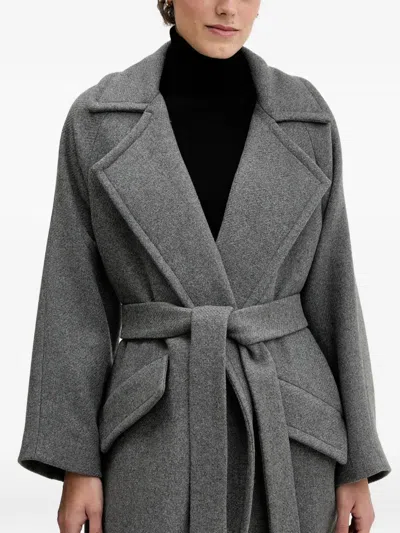 Sandro Ferrone Belted Coat In Gray