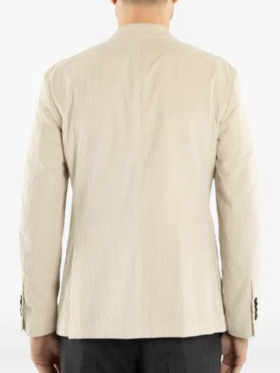 Drumohr Double-breasted Corduroy Jacket In Neutral