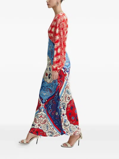 Never Fully Dressed Long-sleeve V-neck Maxi Dress In Red