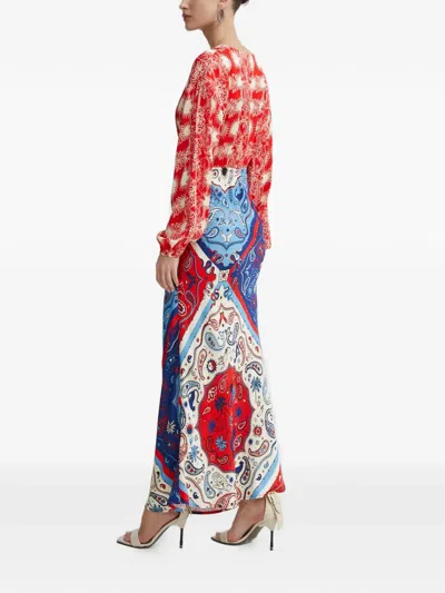 Never Fully Dressed Long-sleeve V-neck Maxi Dress In Red