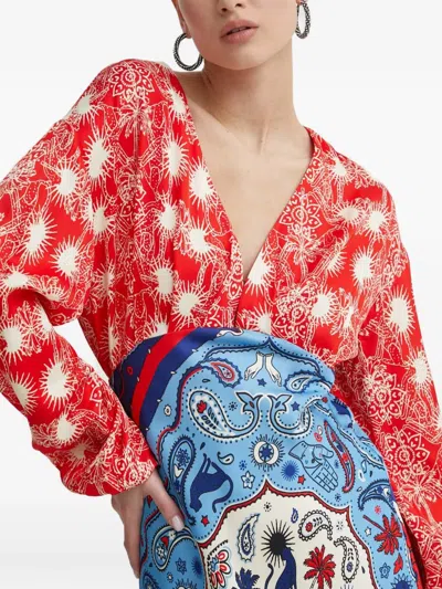 Never Fully Dressed Long-sleeve V-neck Maxi Dress In Red